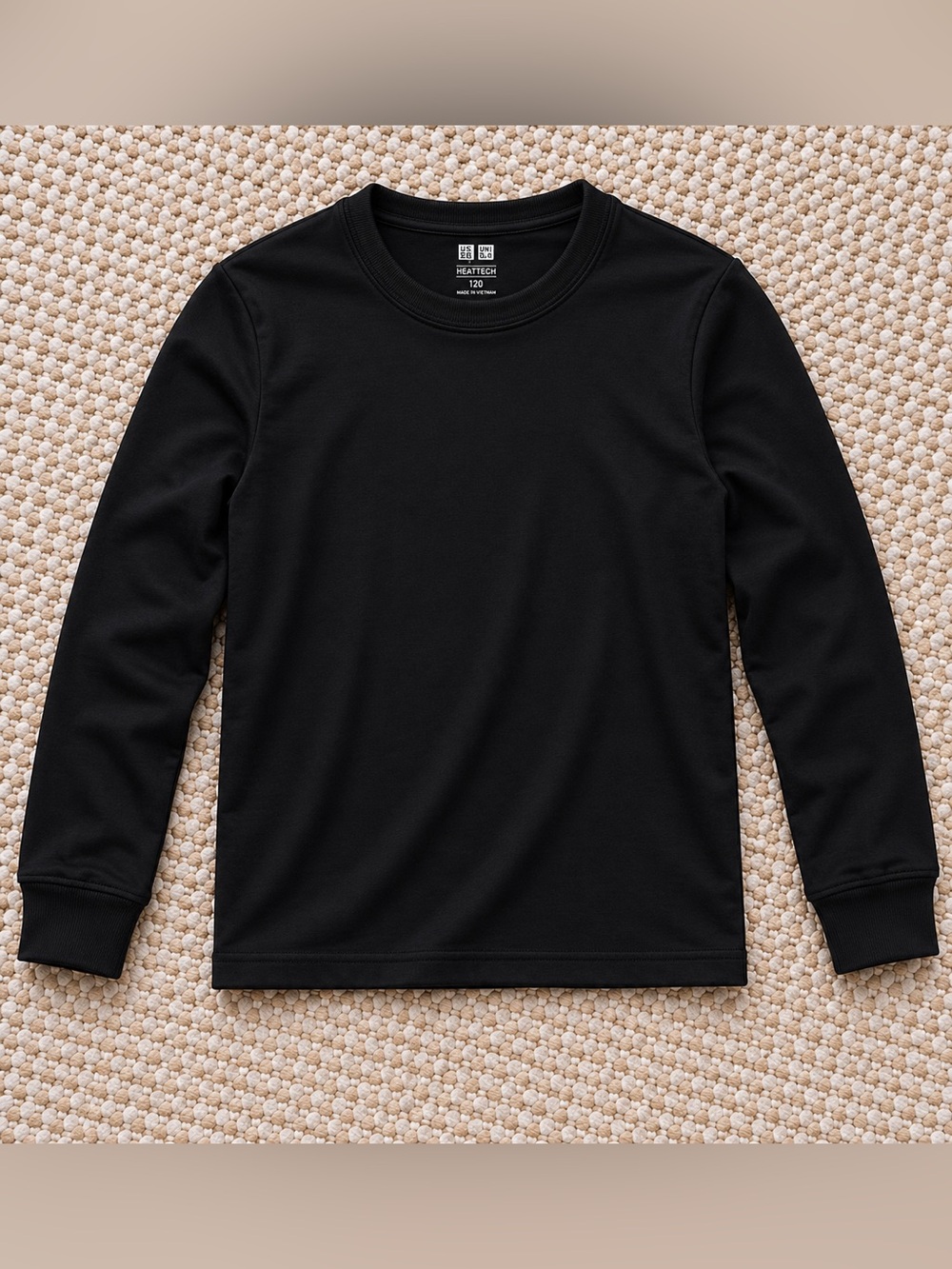 Uniqlo HEATTECH Kids Black Long Sleeve Thermal Top – Size 120 | Unisex